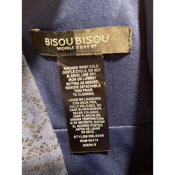 Vintage 90s Pleated Tank Navy Blue Black Lace‎ Print Mini Dress XL Pockets Bisou - Picture 4 of 6